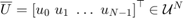 $\overline{U}={[u_0\ u_1\ \ldots\ u_{N-1}]}^\top\in \mathcal{U}^N$