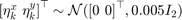 ${[\eta^x_k\ \eta^y_k]}^\top\sim \mathcal{N}({[0\ 0]}^\top, 0.005 I_2)$